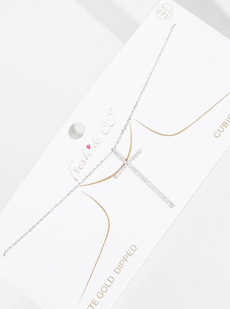 Gold Cubic Thin Cross Necklace