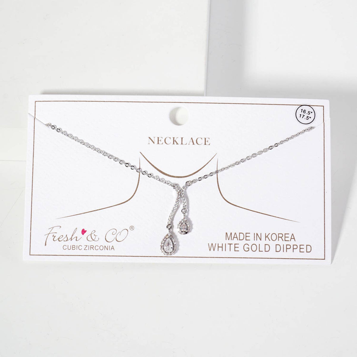 Teardrop CZ-Stones Pendant Curved-Design Necklace