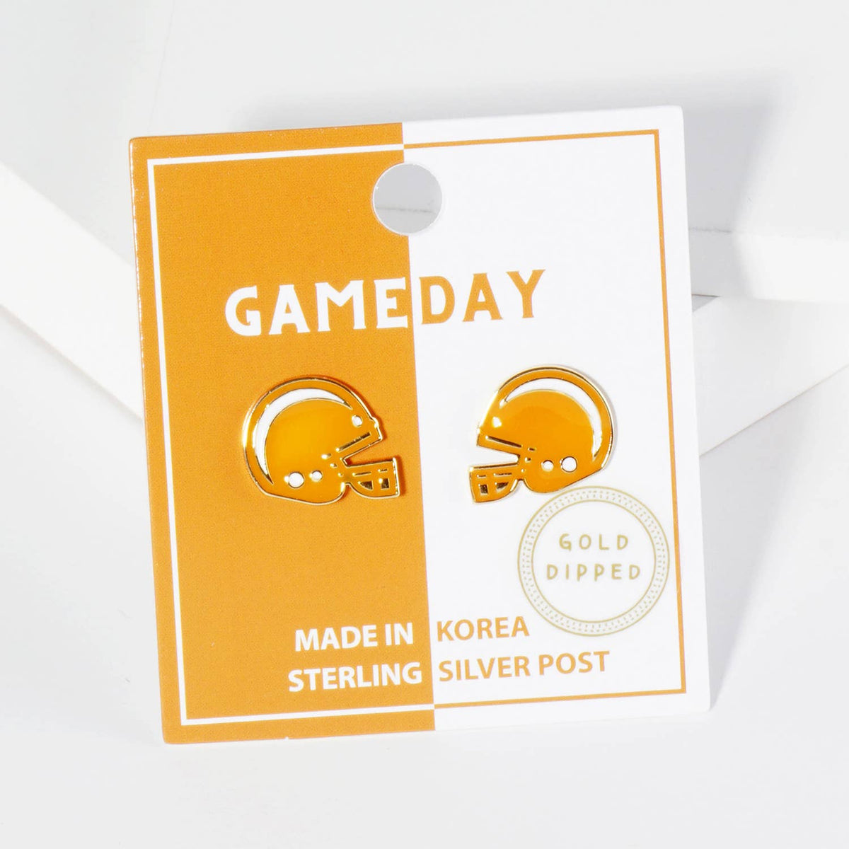 18K Gold Dipped Enamel Football Helmet Game Day Stud Earring