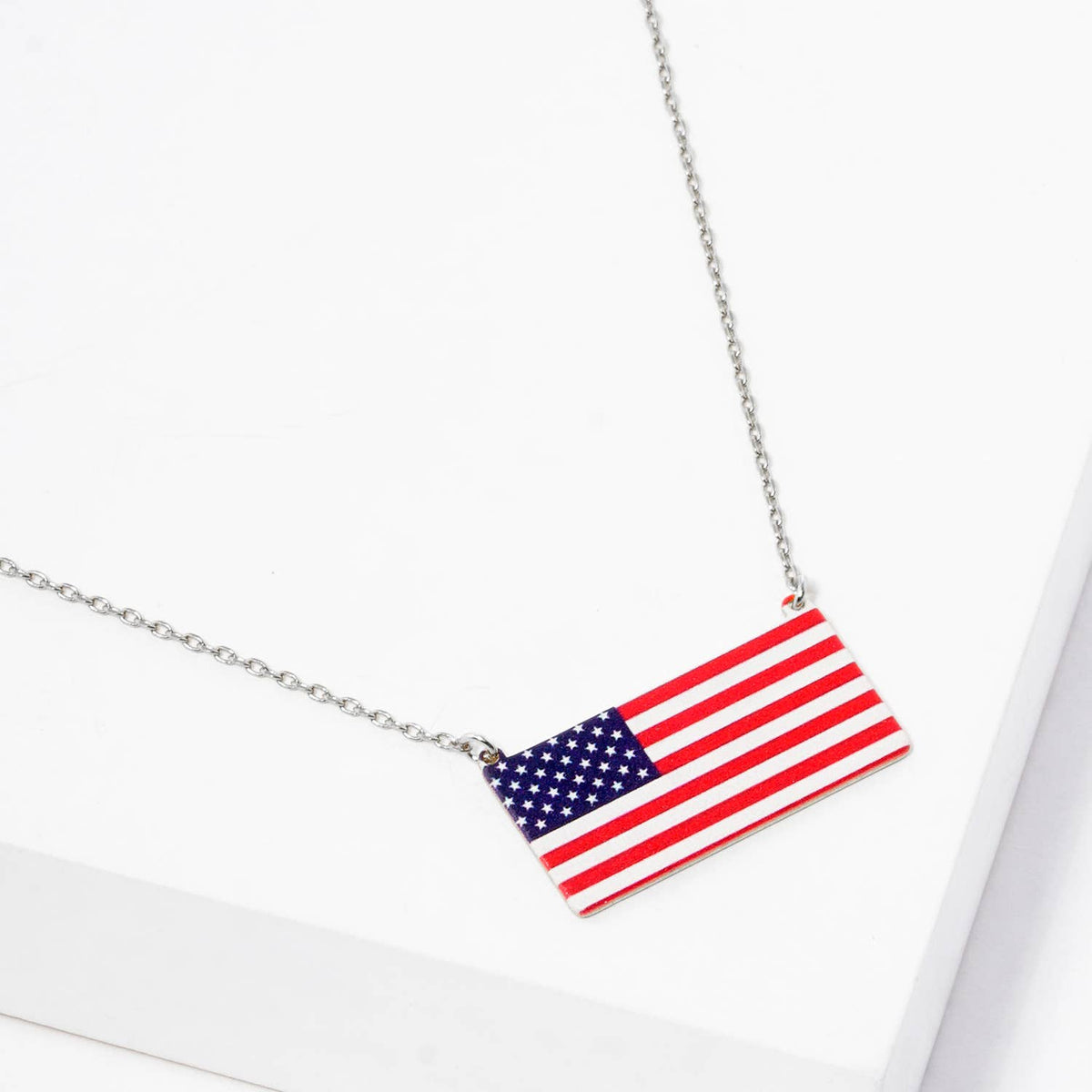 Patriotic USA Flag Charm Necklace