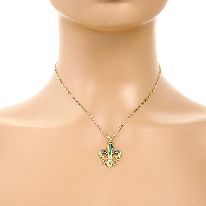 Gold Plated Mardi Gras Sequin Necklace