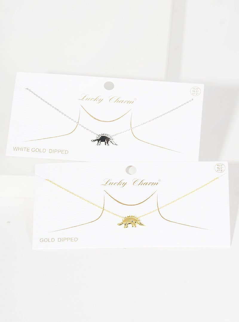 Gold Stegosaurus Dinosaur Necklace