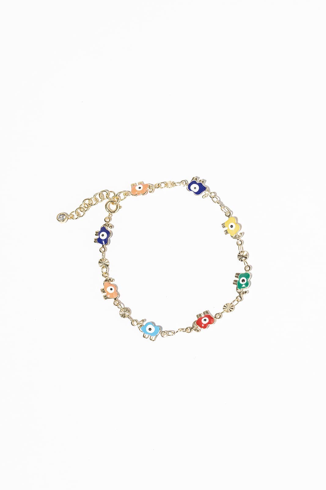 Multi-Color Enamel Elephant Charm Bracelet