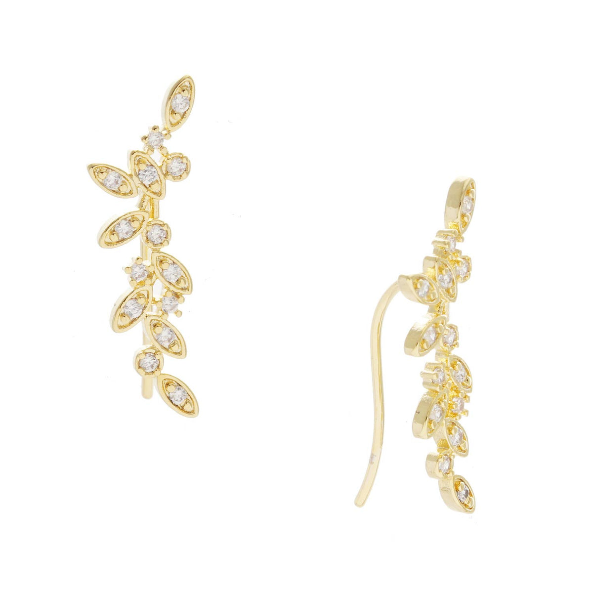 Cubic Zirconia Leaf Vine Ear Crawlers