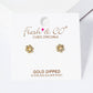 18K Gold Dipped CZ Stone Flower Post Stud Earrings