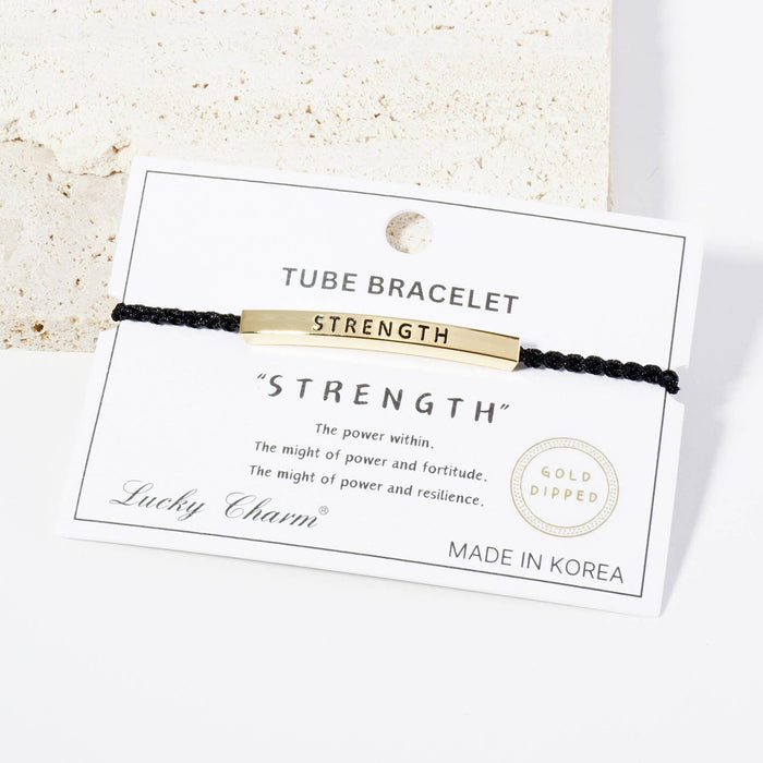 Inspirational Messages "Strength" Tube Bar Bracelet