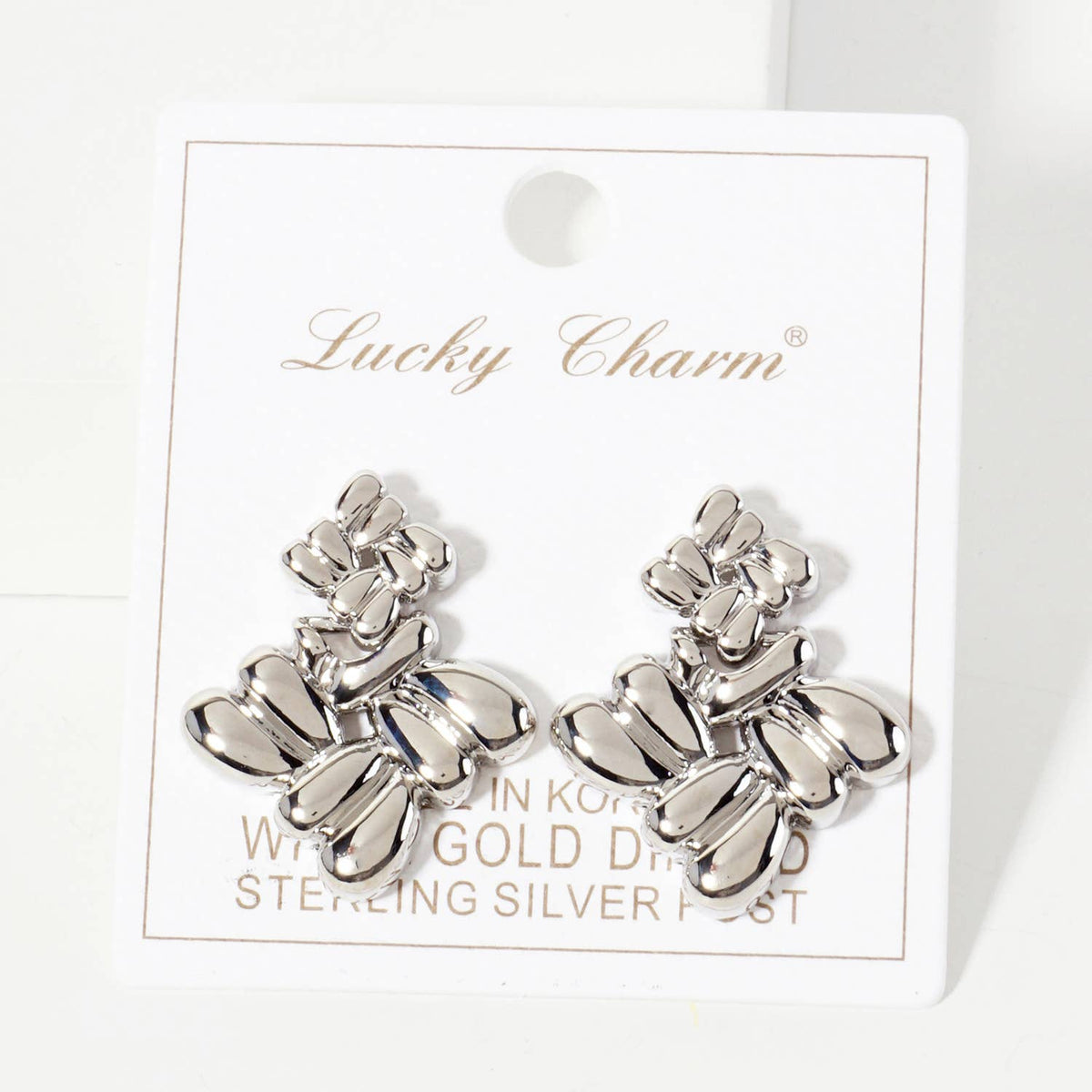 Polished Two Interconnected Diamond-Shaped Design Earrings