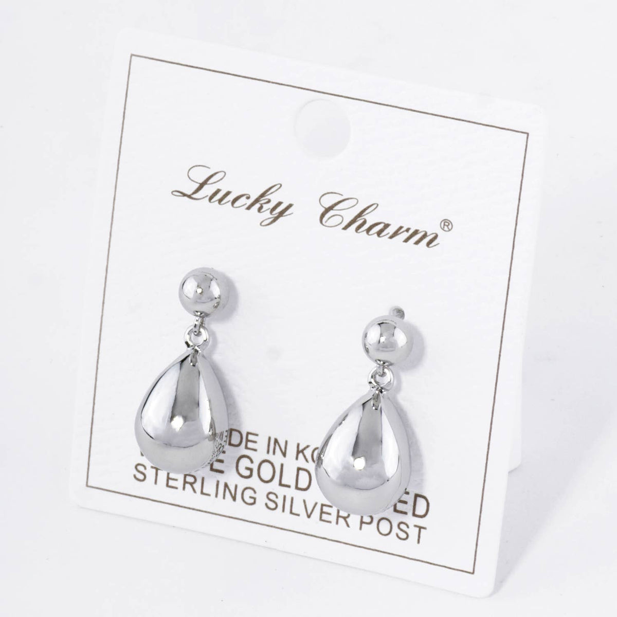 Medium Puffy Teardrop Drop Dangle Post Earrings / 18K Gold
