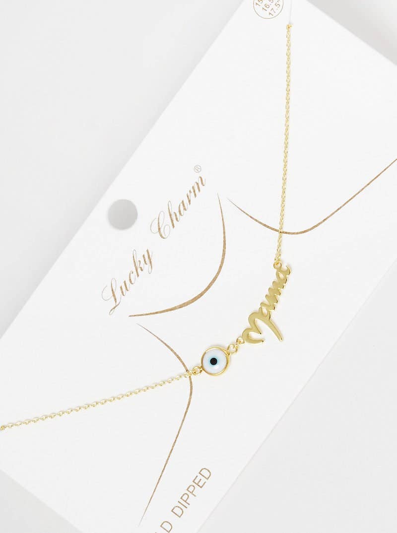 Gold Mama Necklace w/ Evil Eye Charm
