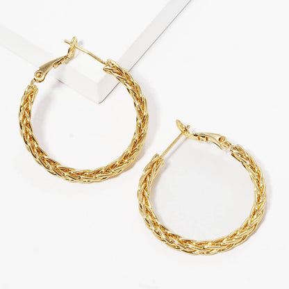 Gold Plated Twisted Braided Hoop Earrings
