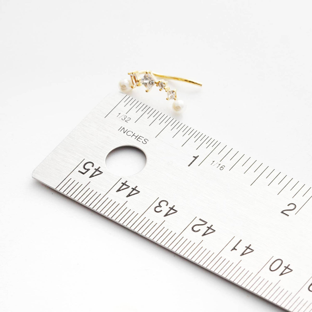 Cubic Zirconia & Pearl Ear Crawlers