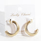 Geometric Spiral Grid C-Shape Hoop Earrings
