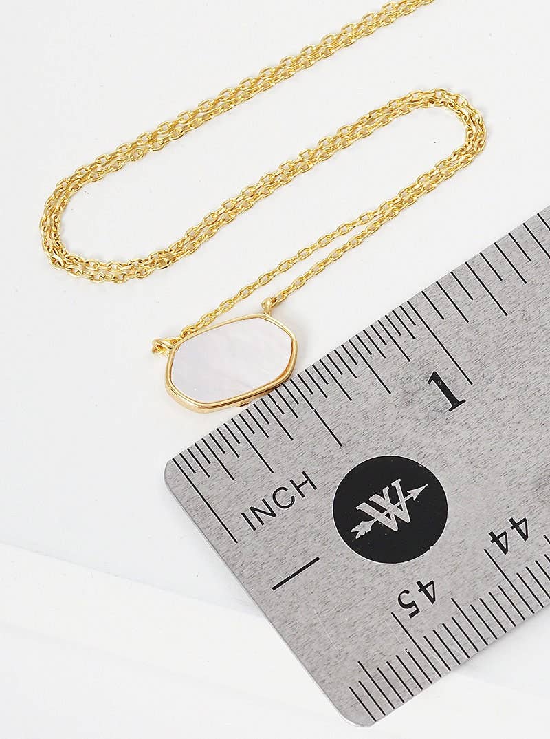 White Shelled Hexagon Necklace