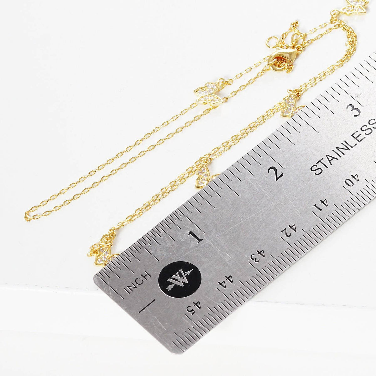 Gold Pave Butterfly Dangle Necklace