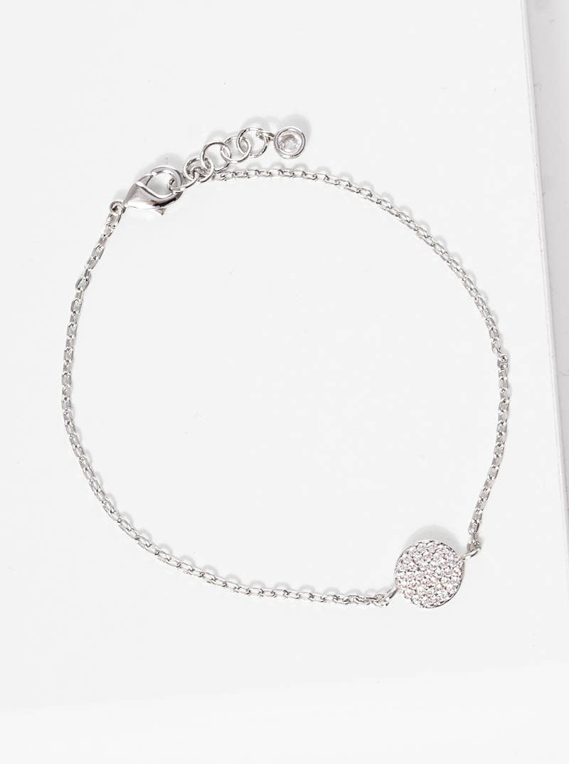 Minimalist Pavé Disc Charm Bracelet