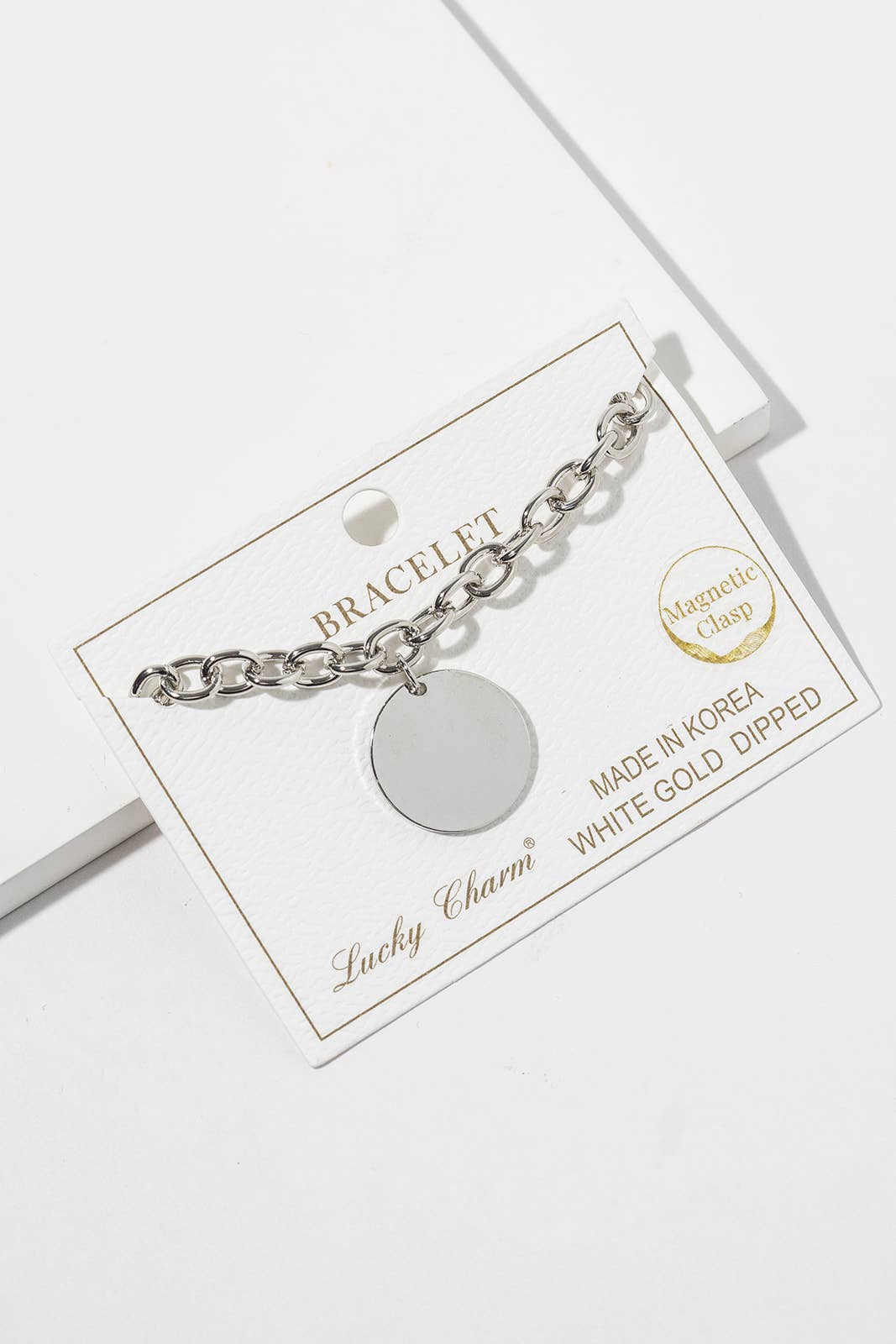 Minimalist Magnetic Clasp Round Disc Chain Bracelet