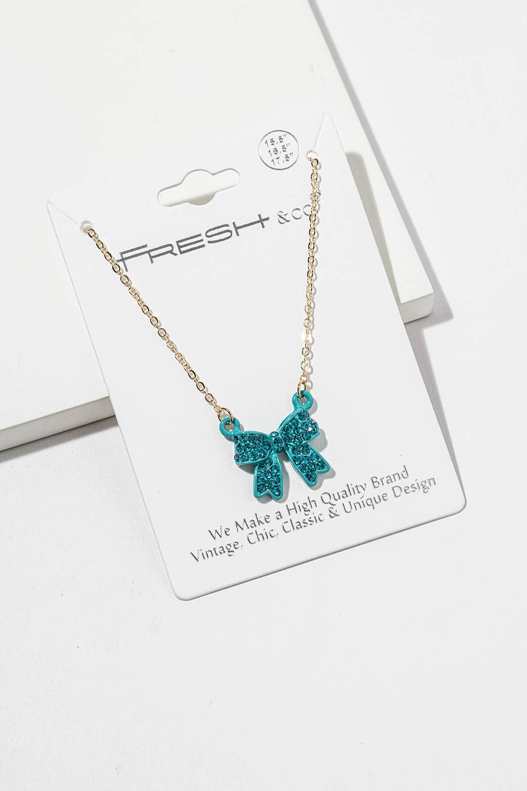 Enamel Crystal Bow Pendant Necklace – Pavé Bow on Chain