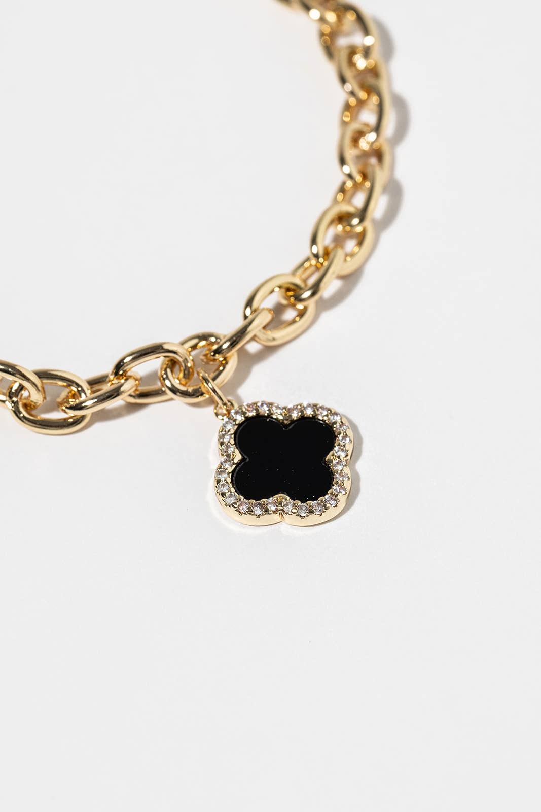 Crystal Halo Clover Charm Bracelet