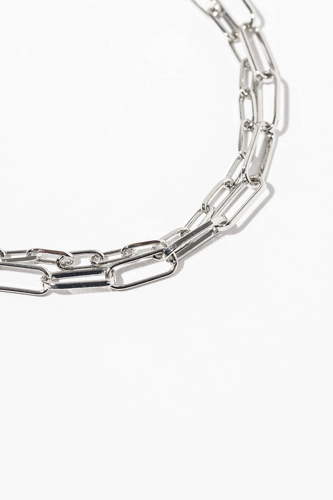 Magnetic Clasp Two-Row Paperclip Chain Bracelet