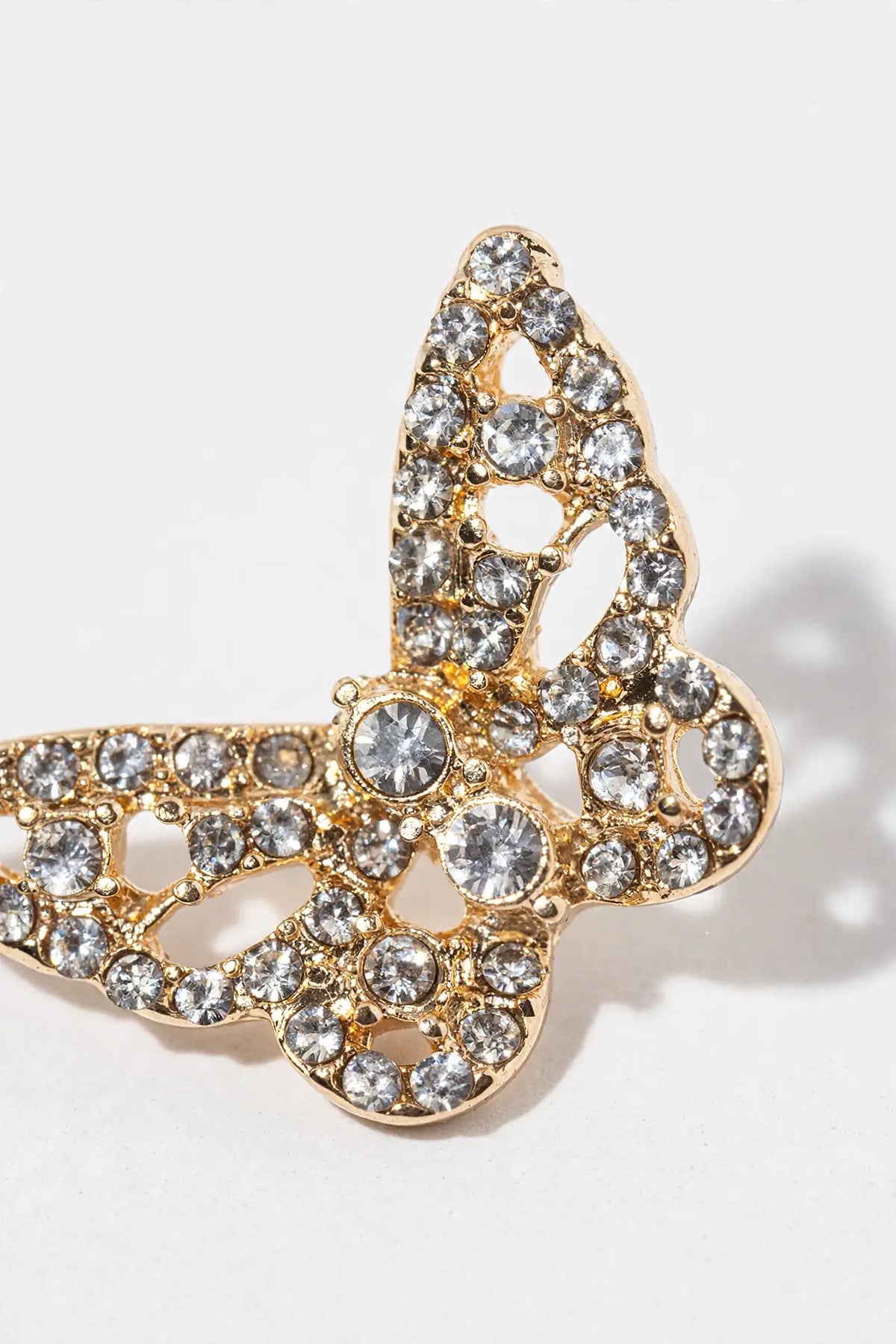 Crystal Butterfly Stud Earrings – Pavé Filigree Butterfly