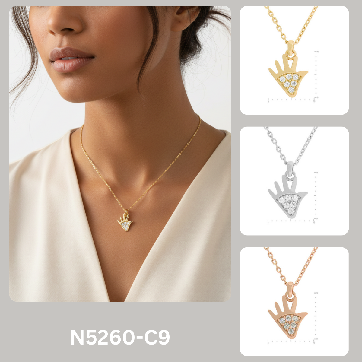 CZ Pave Hand Pendant Necklace