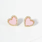 Heart Stud Earrings / 18K Gold Dipped Pave Set Cubic