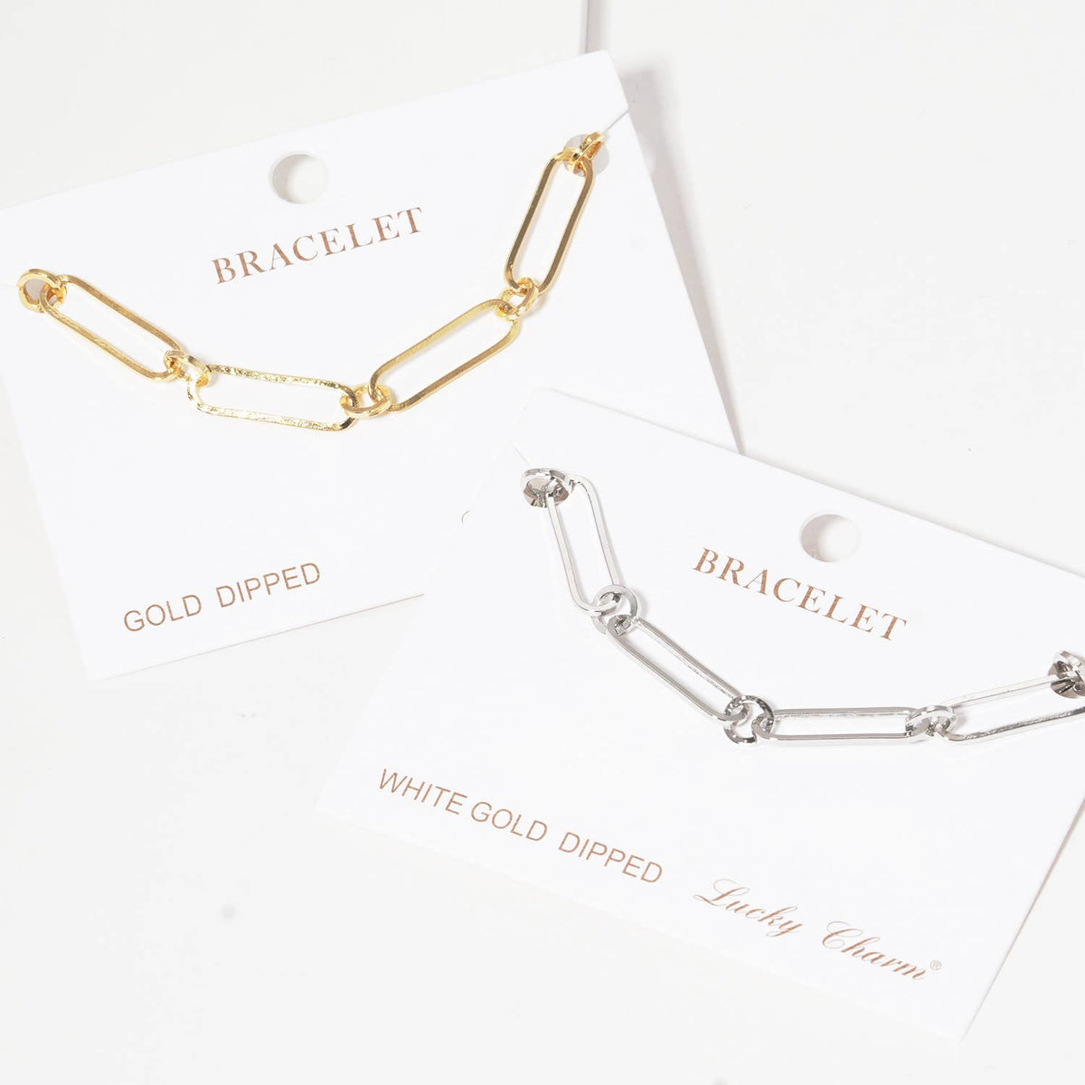 Minimalist Paperclip Chain Bracelet with Dainty Charm