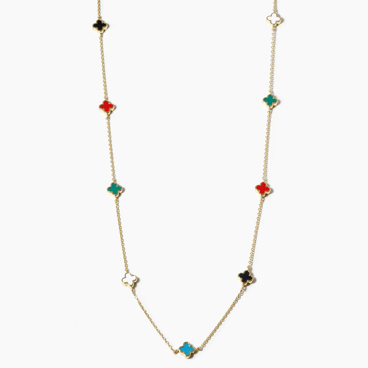 Elegant Clover Station Motif Necklace