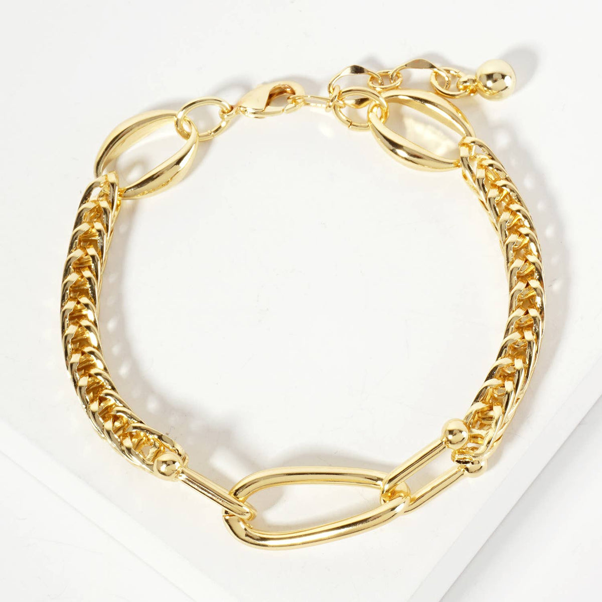 Interlocking Oval and HardWear Links Wheat-Chain Bracelet