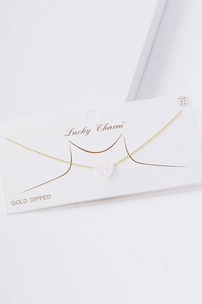 Gold Plated Opal Heart Necklace