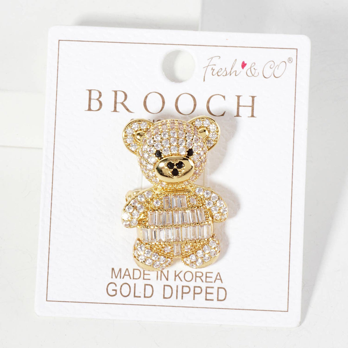 Teddy-Bear 18K-Gold-Dipped Brass Brooch