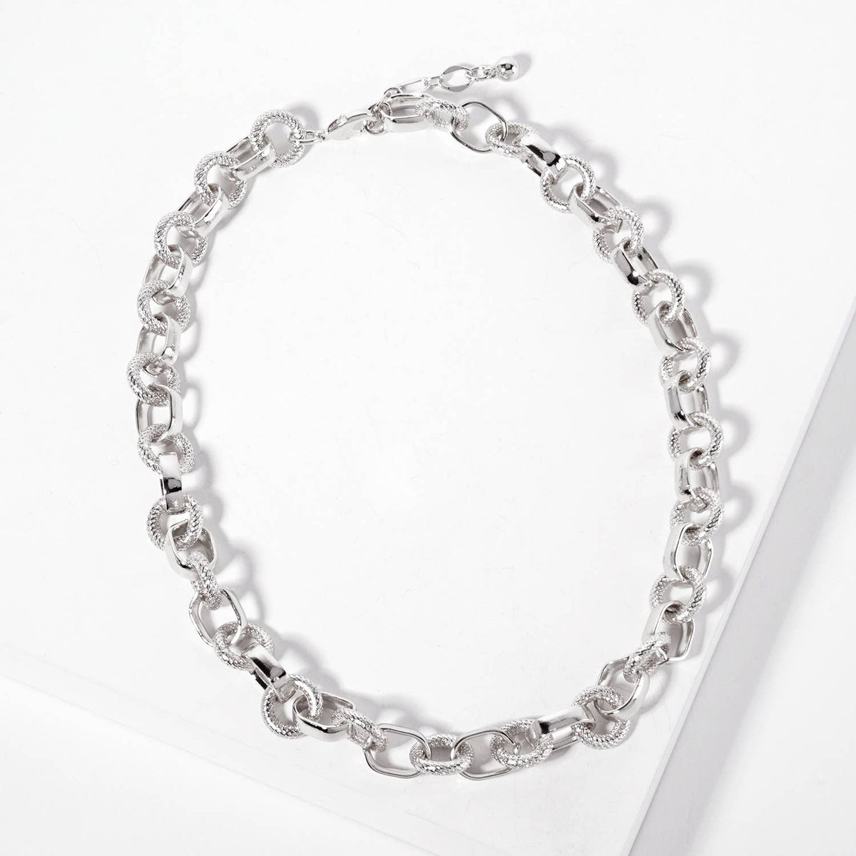 18K-Gold-Dipped 14-12mm Textured Chain Necklace