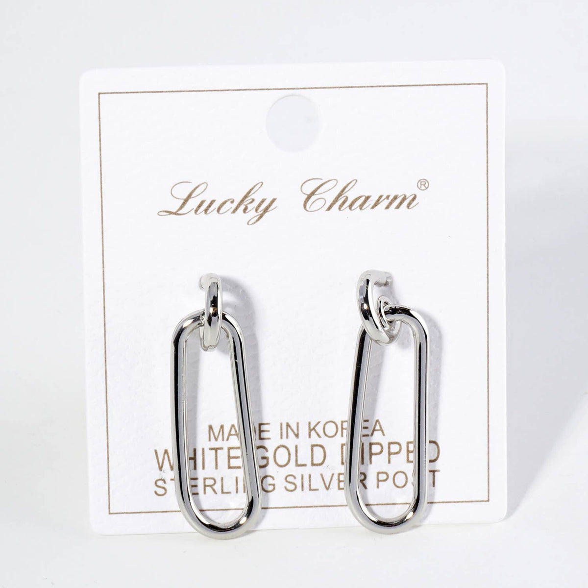 LINK CHAIN DANGLE DROP POST EARRINGS / 18K GOLD DIPPED