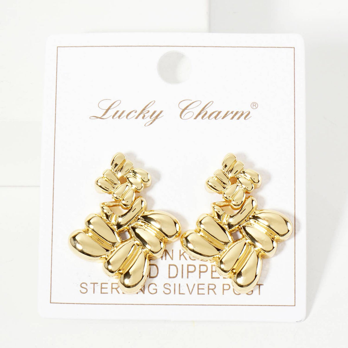 Polished Two Interconnected Diamond-Shaped Design Earrings