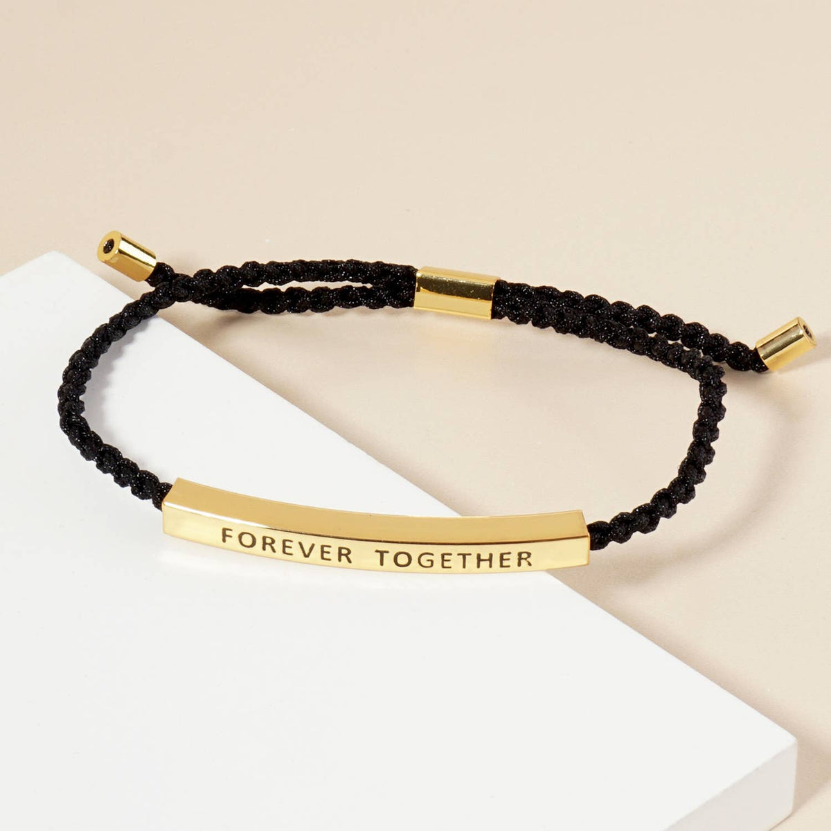 Inspirational Messages Forever Together Tube Bar Bracelet