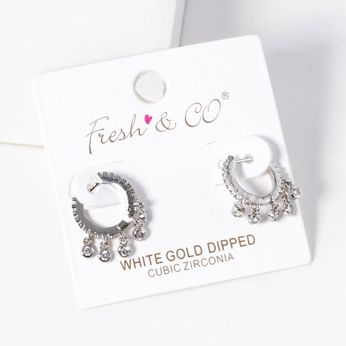 Dainty CZ Dangle Huggie Hoop Earrings