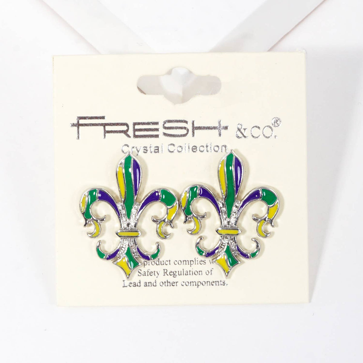 Gold Plated Fleur De Lis Themed Stud Earrings