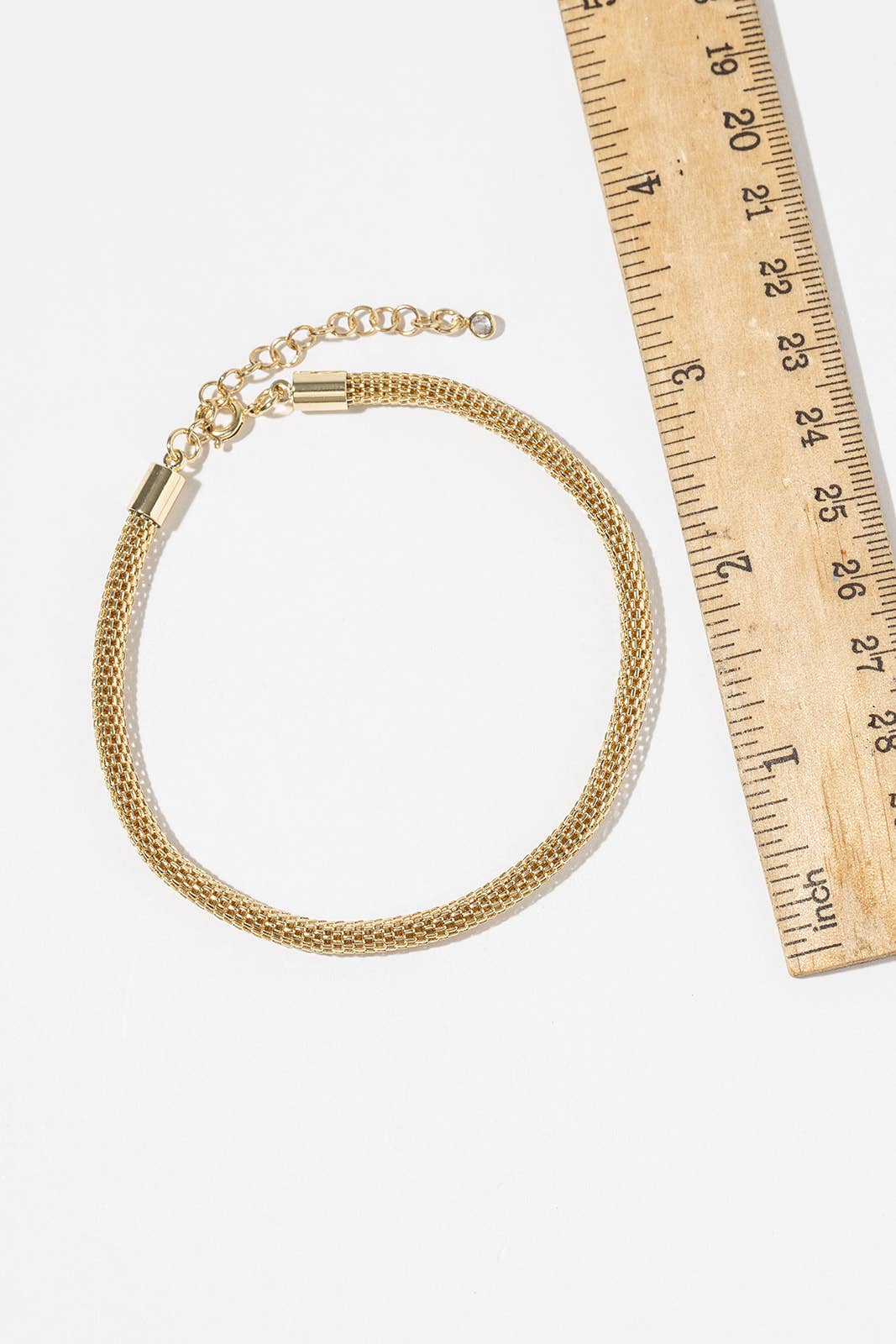 High-Polish Mesh Chain Anklet - Gold & Silver Dipped