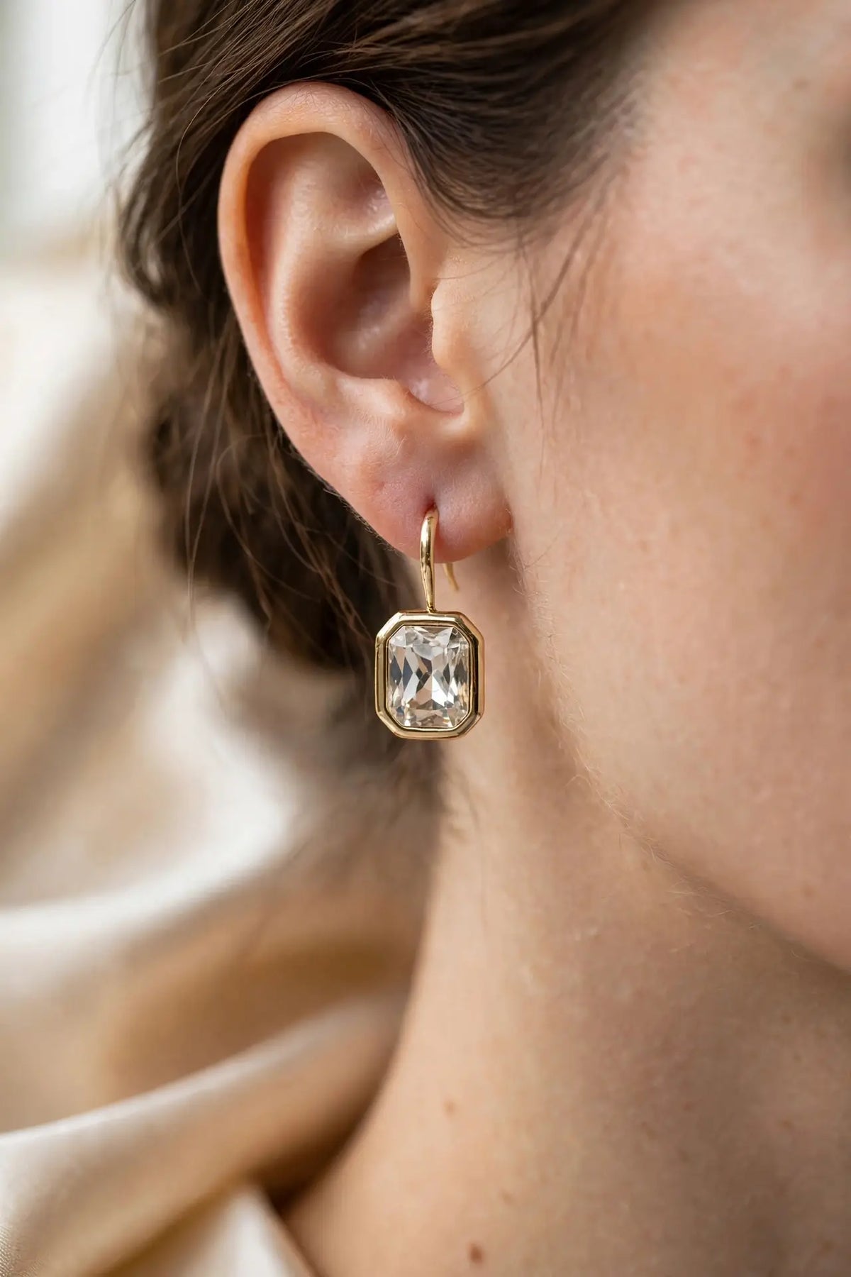 Birthstone Dangle Earrings – Gold-Dipped Octagon Cubic