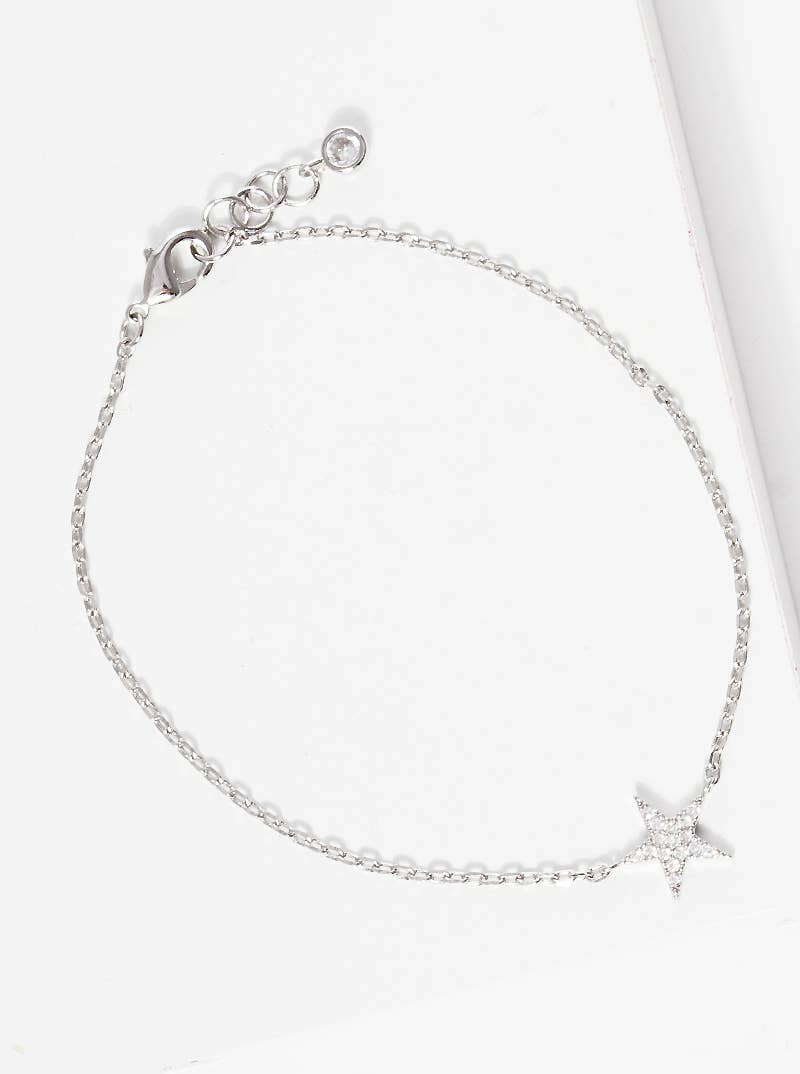 Dainty Pave Star Charm Chain Bracelet