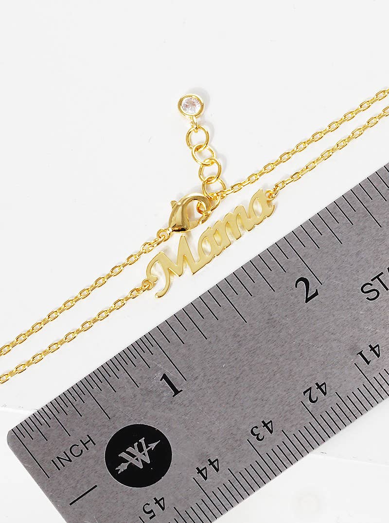 Minimalist Script "Mama" Charm Bracelet