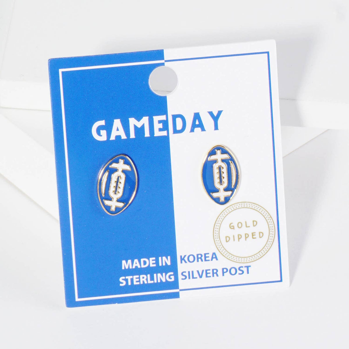 18K GOLD DIPPED ENAMEL FOOTBALL BALL GAME DAY STUD EARRINGS