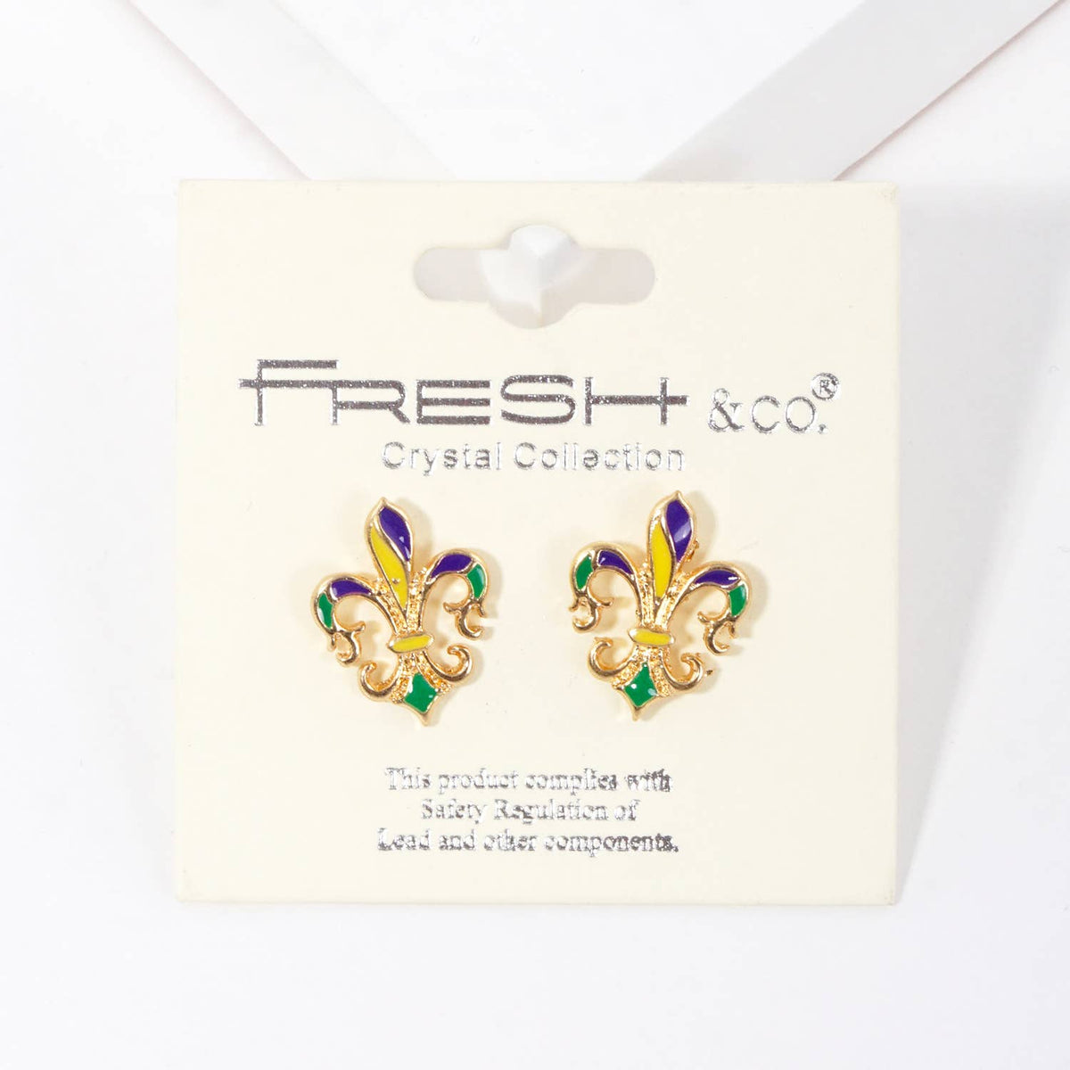 Gold Plated Mardi Gras Themed Post Earrings