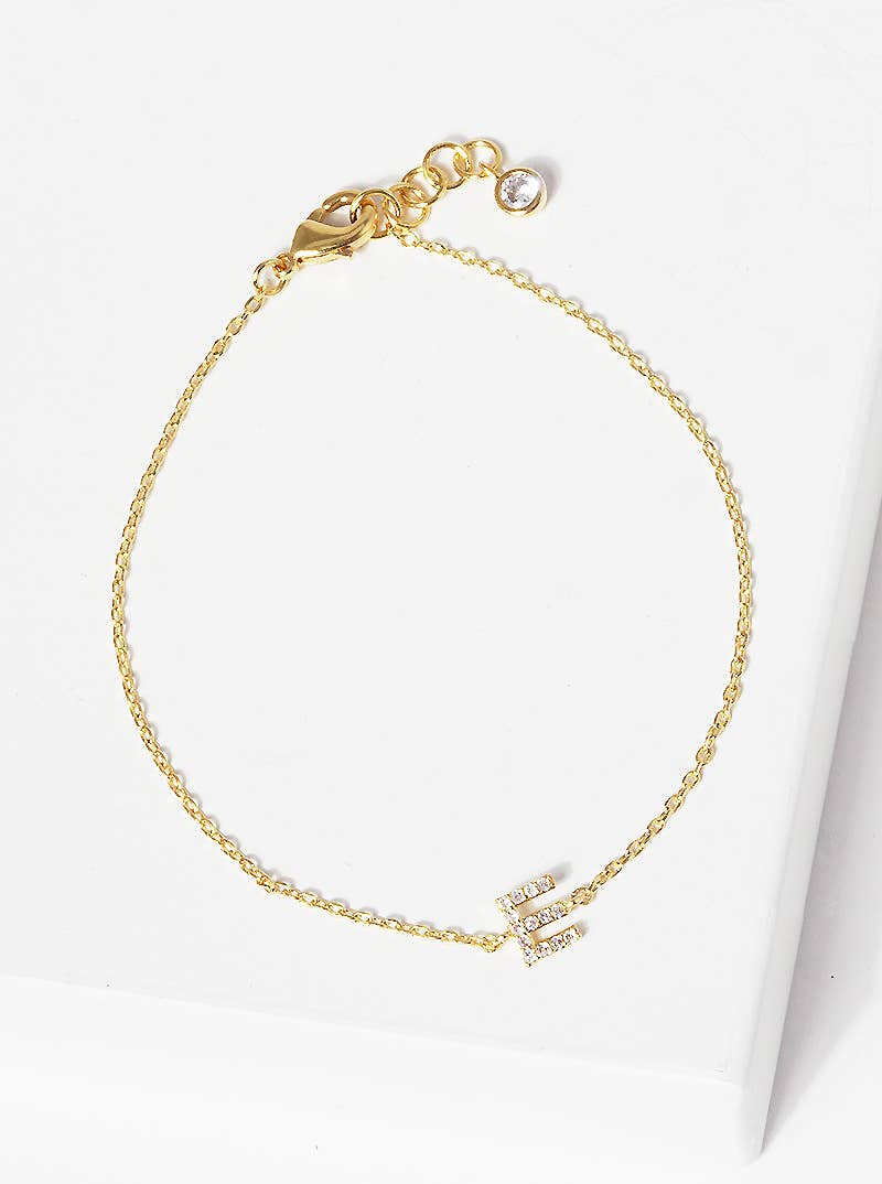 Dainty Pavé Cubic Zirconia Initial Letter Chain Bracelet