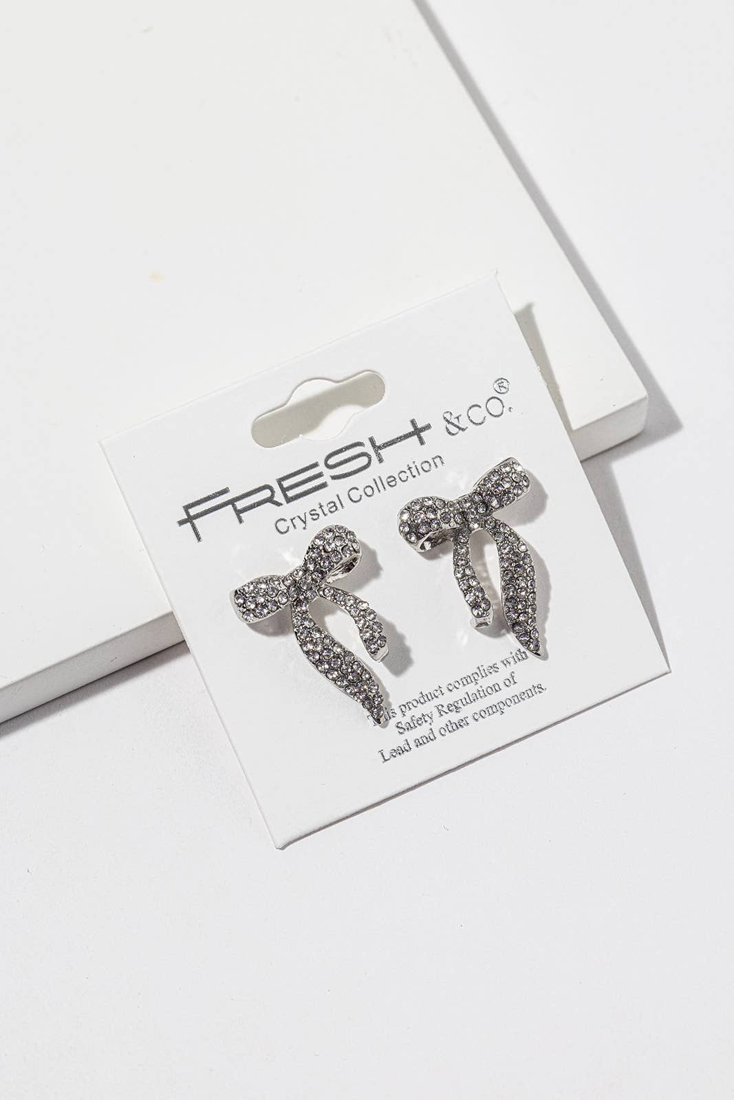 Crystal Bow Stud Earrings – Pavé Ribbon Bow, Gold & Silver