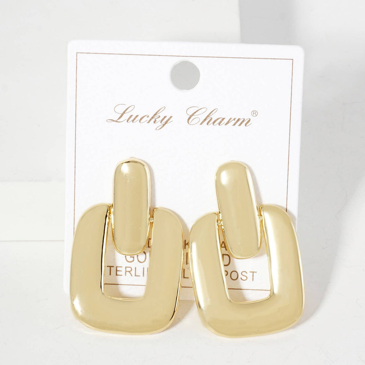 Rectangle Doorknocker Design Dangle Post Earrings