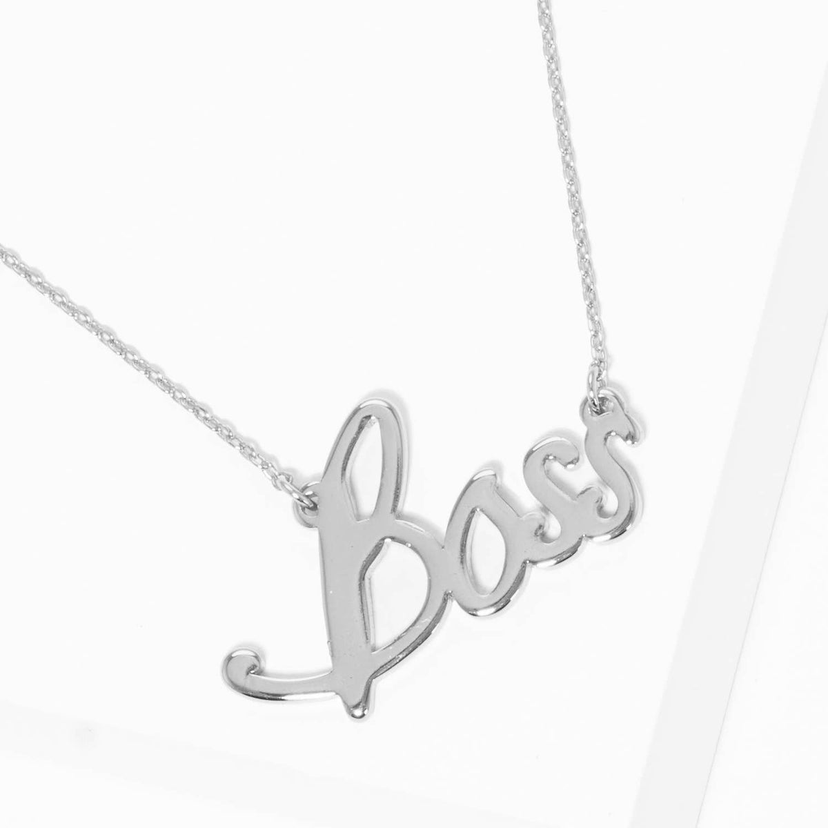 Gold Plated Bold Boss Cursive Necklace