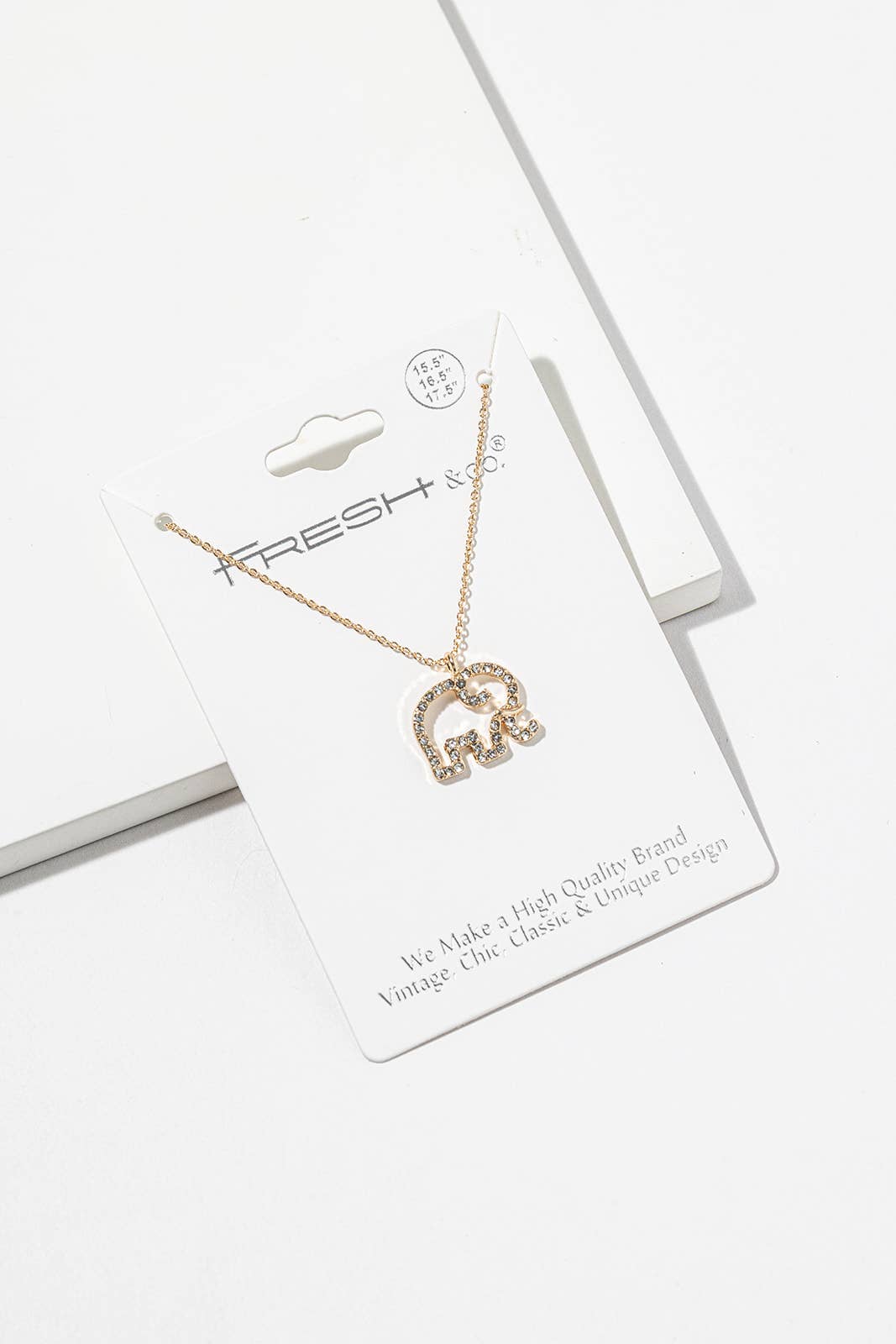 Crystal Elephant Pendant Necklace – Open-Outline Elephant