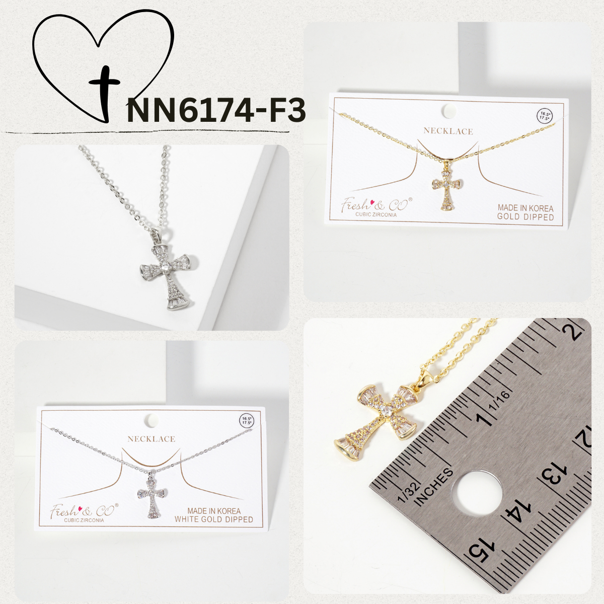 Pave-Set Cross Pendant 18K-Gold-Dipped Brass Necklace