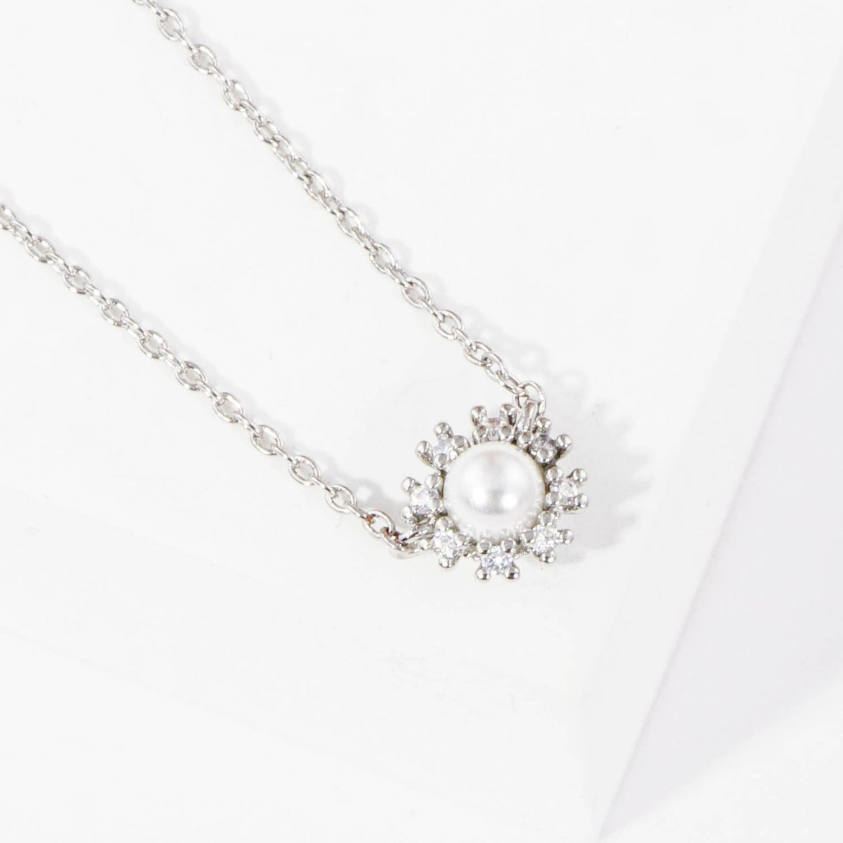 Dainty Pearl Starburst Pendant Necklace